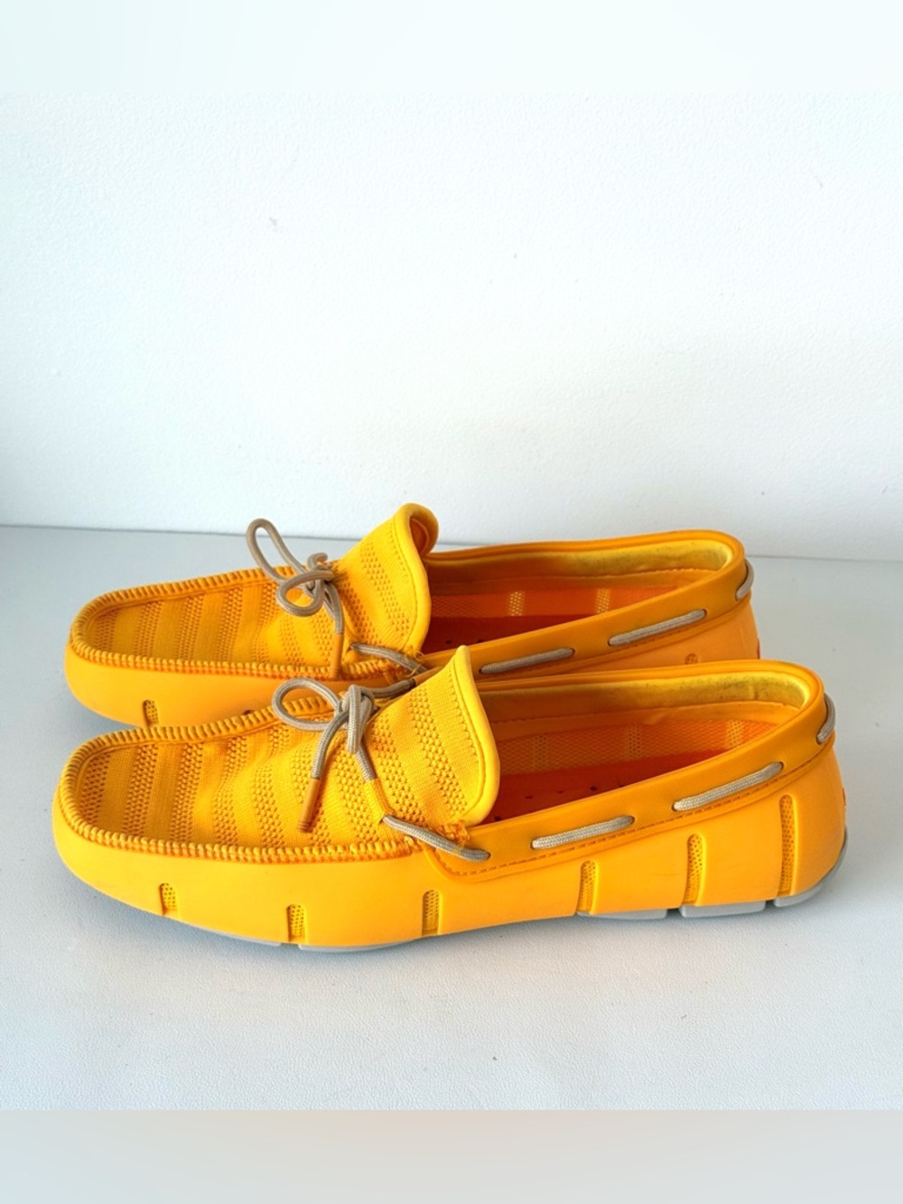 Swims Men's Yellow Knit Woven Driver Slipon Loafers 10 - Picture 10 of 13